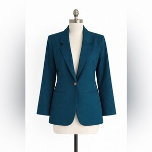 Alfred Dunner 100% Wool Blazer Women’s Size 14 Teal Made in USA
